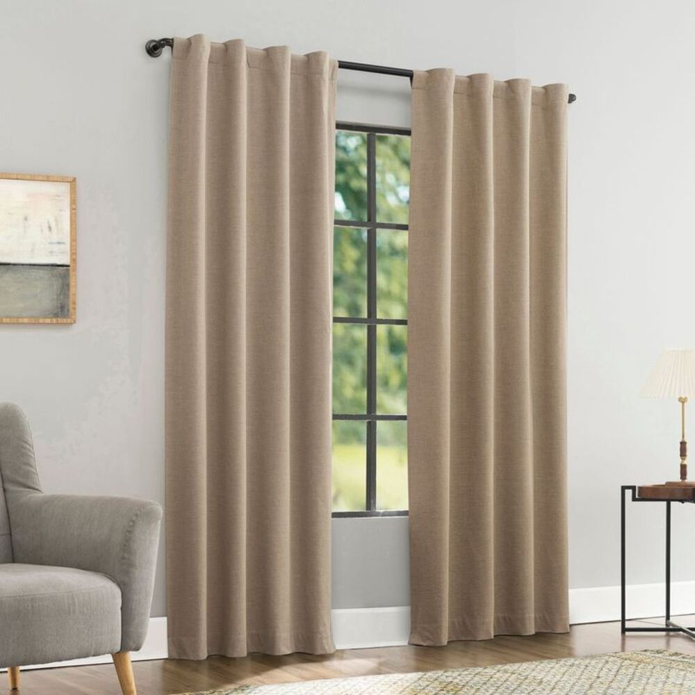 Sun Zero - 40"x84" Sun Zero Treviso Linen Blend Magnetic Clos Taupe